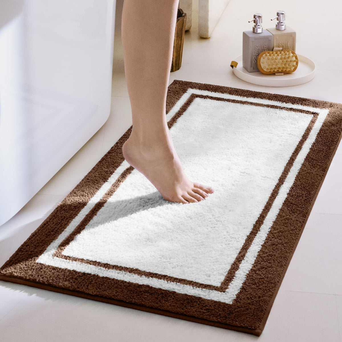GRANNY SAYS Gray Bathroom Rug 20" x 30", Non-Slip Microfiber Bath Mat