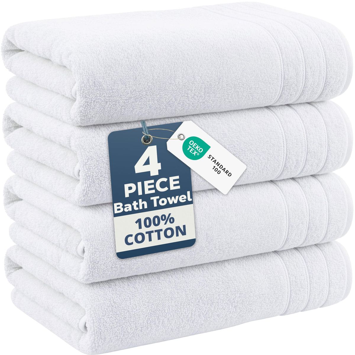 Casa Platino Bath Towels 100% Cotton 2 Piece Soft Absorbent - White