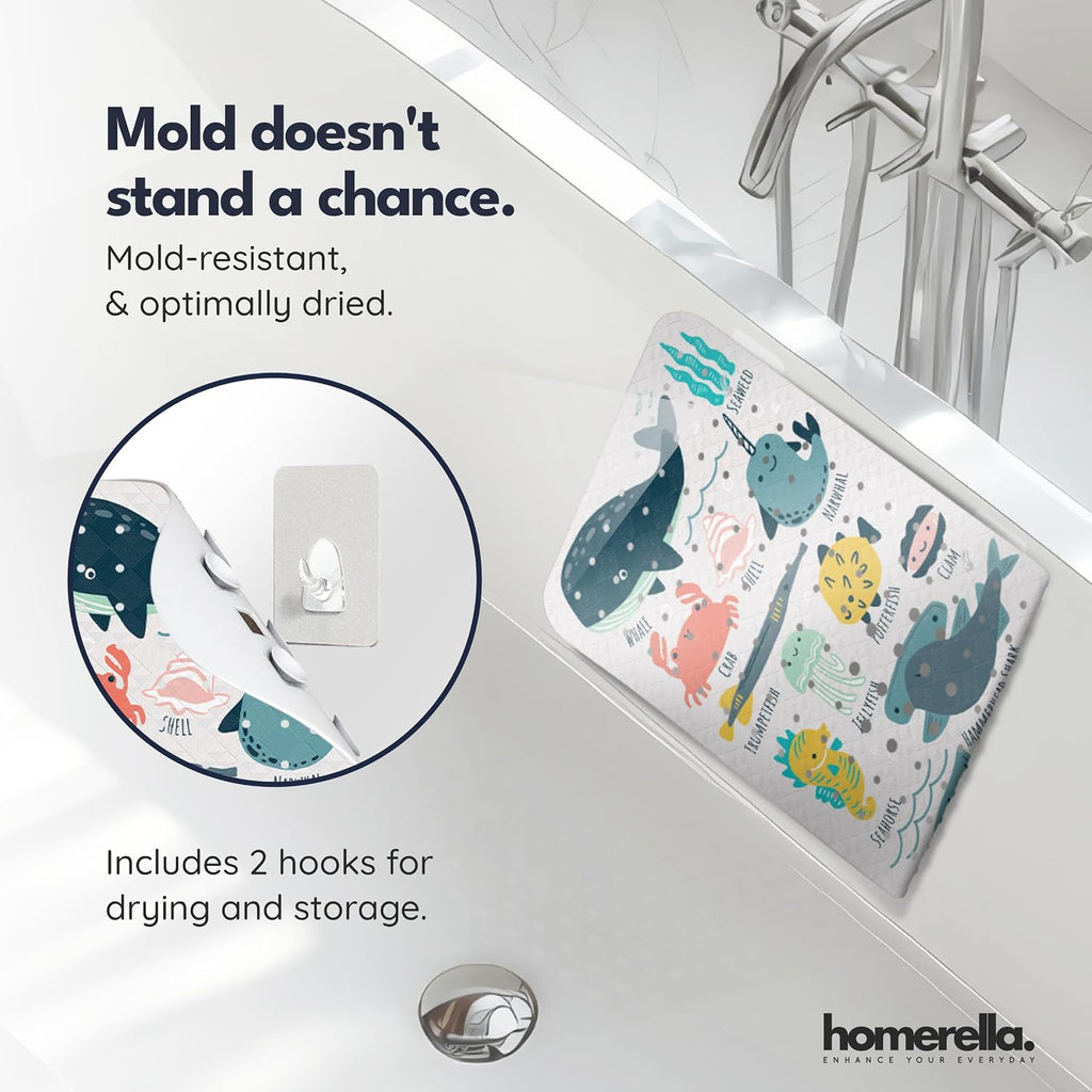 homerella Bathtub Mat Non Slip Kids 40x16 Baby Bath Mat Non Slip Anti Mold