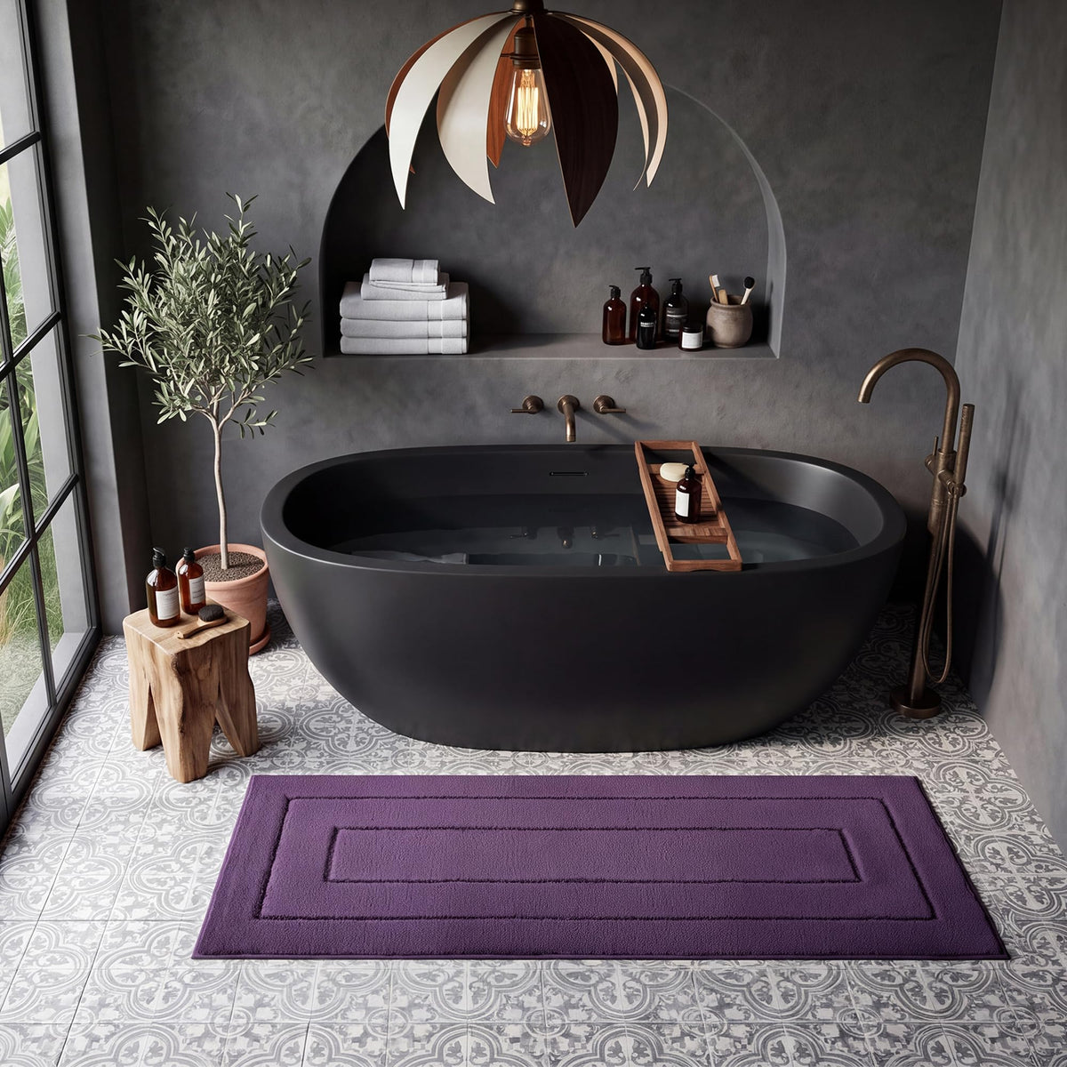 GRANNY SAYS Gray Bathroom Rug 20" x 30", Non-Slip Microfiber Bath Mat