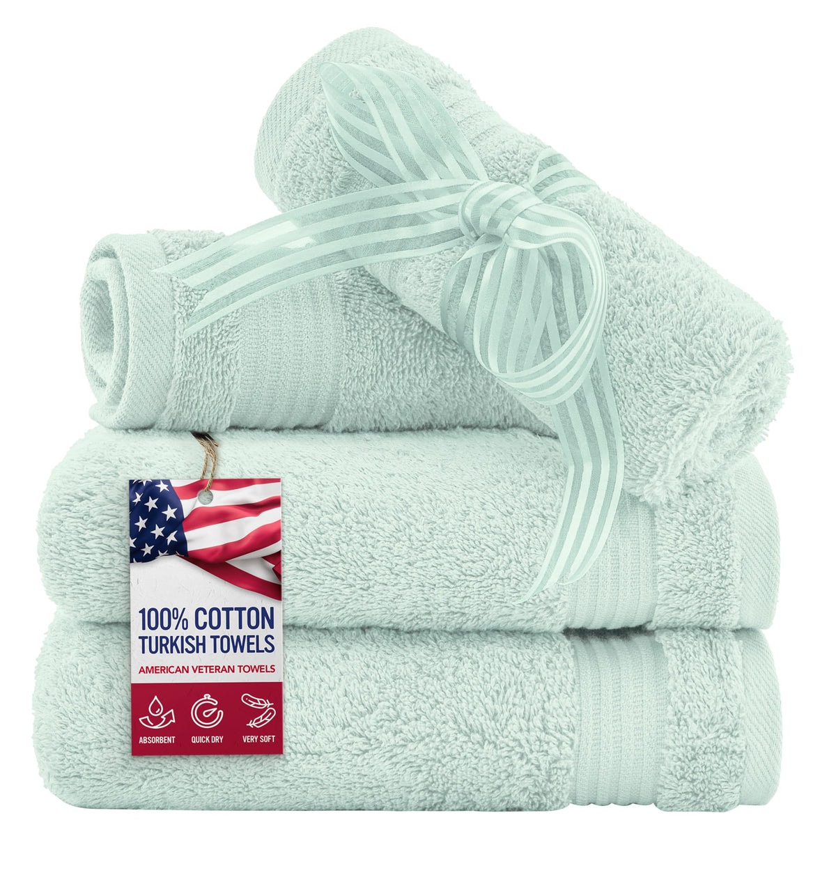 American Veteran Towel, 100% Cotton Turkish Bath Towels for Bathroom 4 Pack, 27x54 Extra Large Premium Soft Drying Bathroom Towels, Navy Blue