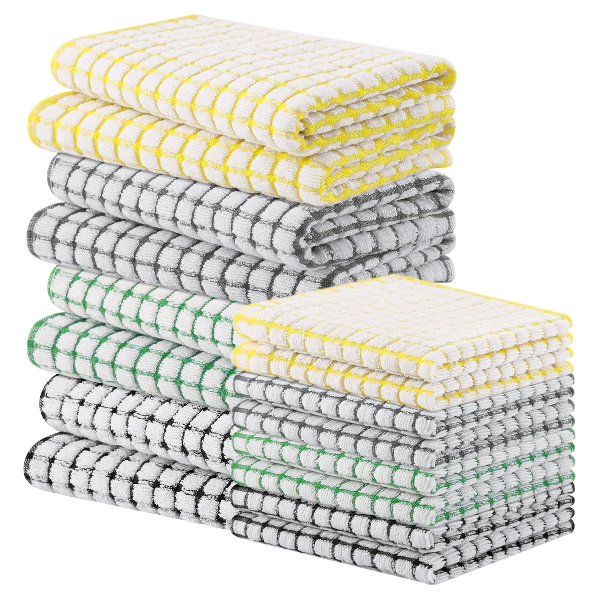 Homaxy Kitchen Towels and Dishcloths Set, Set of 8, Blue/Yellow/Red/Green