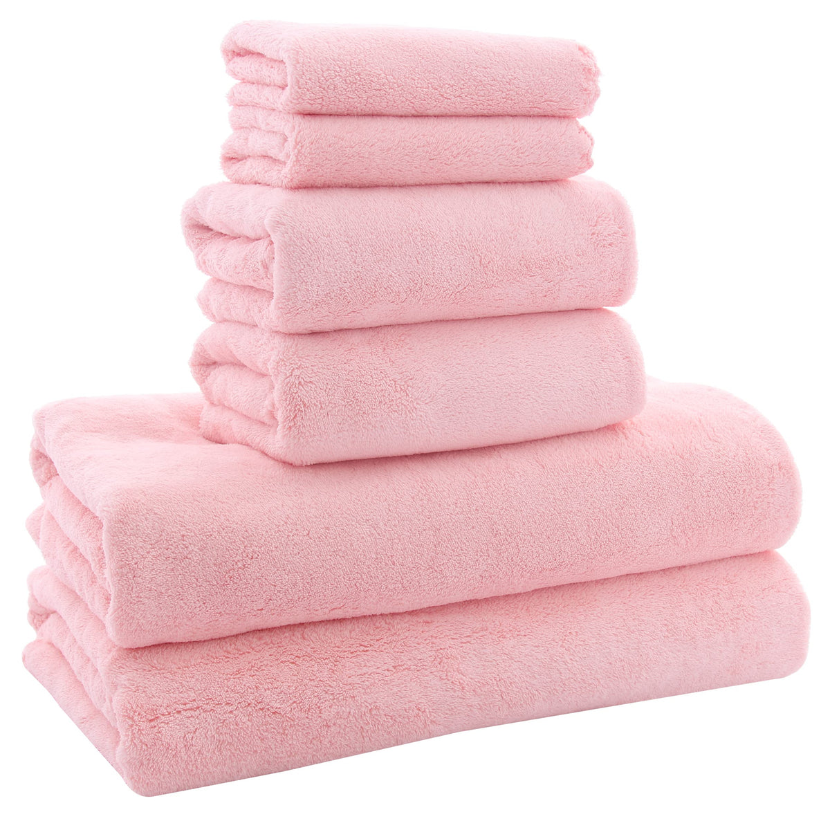 MOONQUEEN Ultra Soft Towel Set - Quick Drying - 2 Bath Towels 2 Hand Towels 2 Washcloths - Microfiber Coral Velvet Highly Absorbent Towel for Fitness, Bathroom, Sports, Yoga, Travel-Grey 6 Pcs