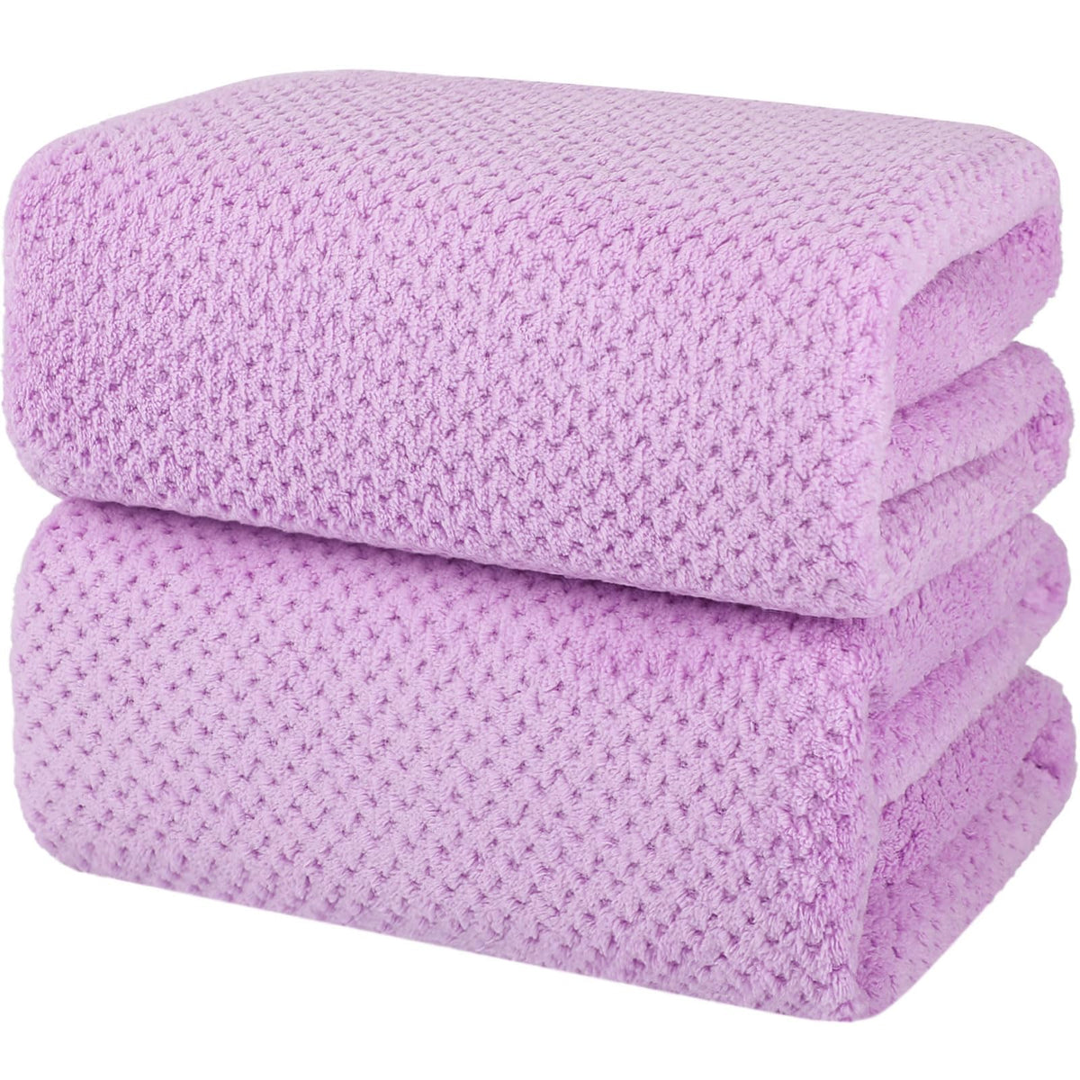 2 Pack Bath Towel Set, Waffle Bath Towel Set, Super Soft Highly Absorbent, Sturdy Quick Drying Towels for Bathroom, Gym, SPA, Yoga (2 Piece 27" x 55", 1Grey+1Purple)