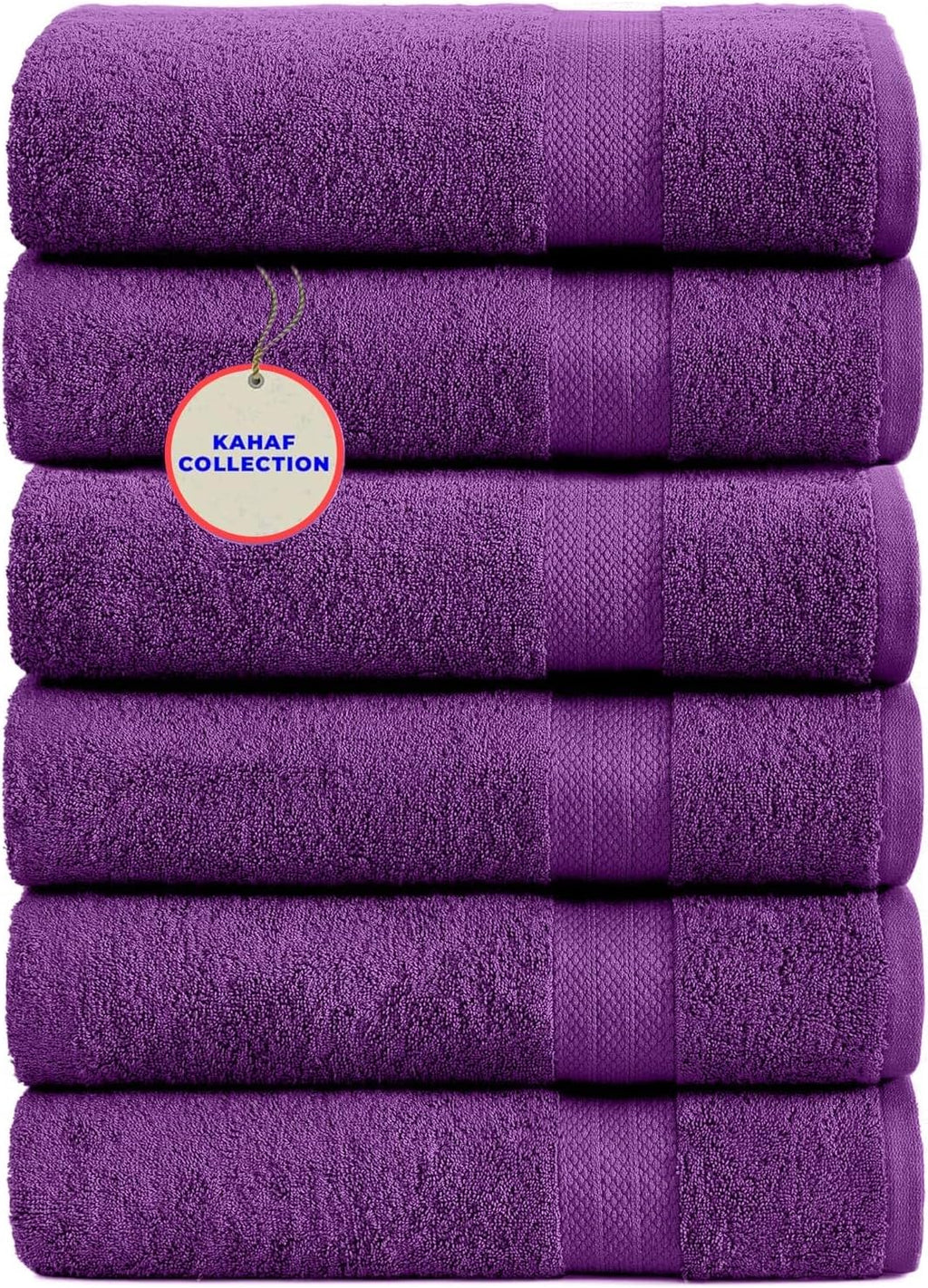KAHAF COLLECTION 100% Cotton Bath Towel Set, White 24x48 Pack of 6 Towels, Quick Dry, Highly Absorbent, Soft Feel Towel, Gym, Spa, Bathroom, Shower, Pool, Luxury Soft Towels Light-Weight