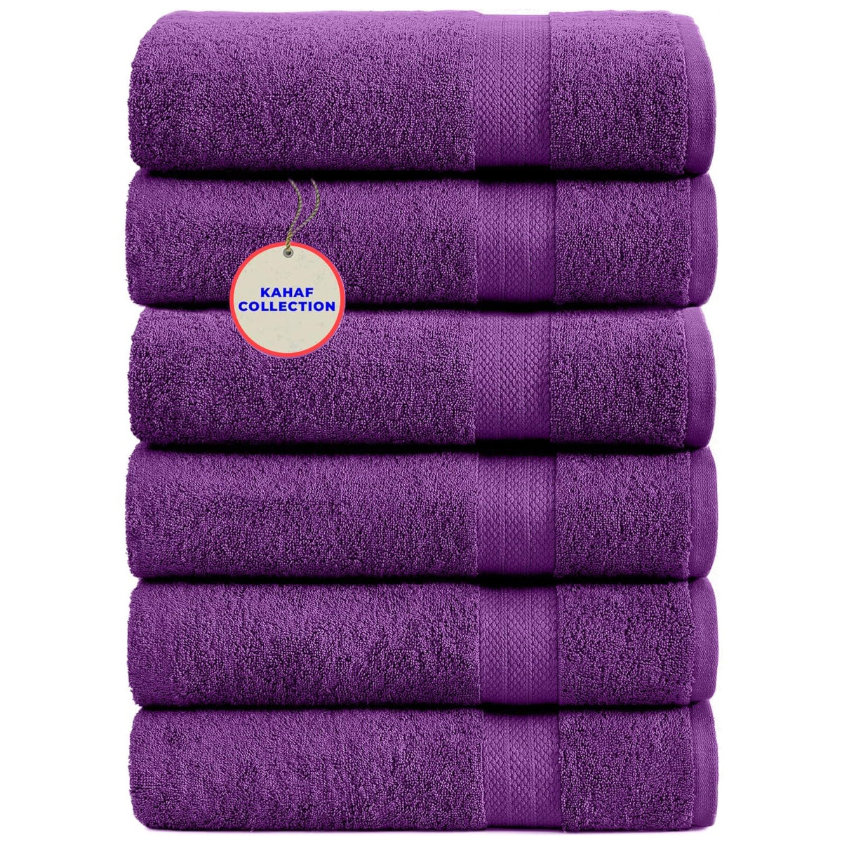 KAHAF COLLECTION 100% Cotton Bath Towel Set, White 24x48 Pack of 6 Towels, Quick Dry, Highly Absorbent, Soft Feel Towel, Gym, Spa, Bathroom, Shower, Pool, Luxury Soft Towels Light-Weight