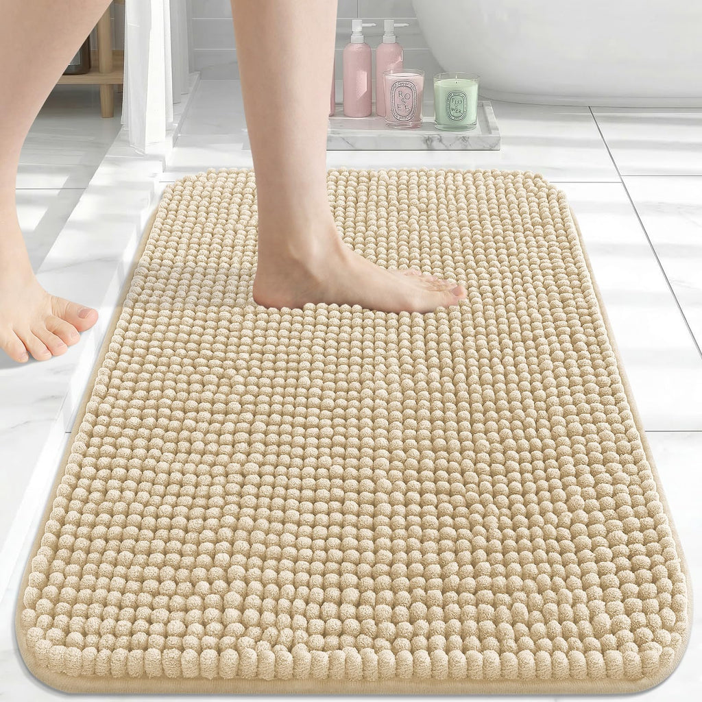 Arotive Chenille Bathroom Rugs 30x20, Soft Absorbent Bath Mat, Grey