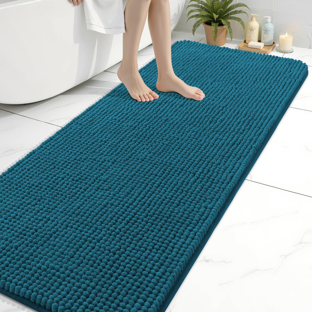 Arotive Chenille Bathroom Rugs 30x20, Soft Absorbent Bath Mat, Grey