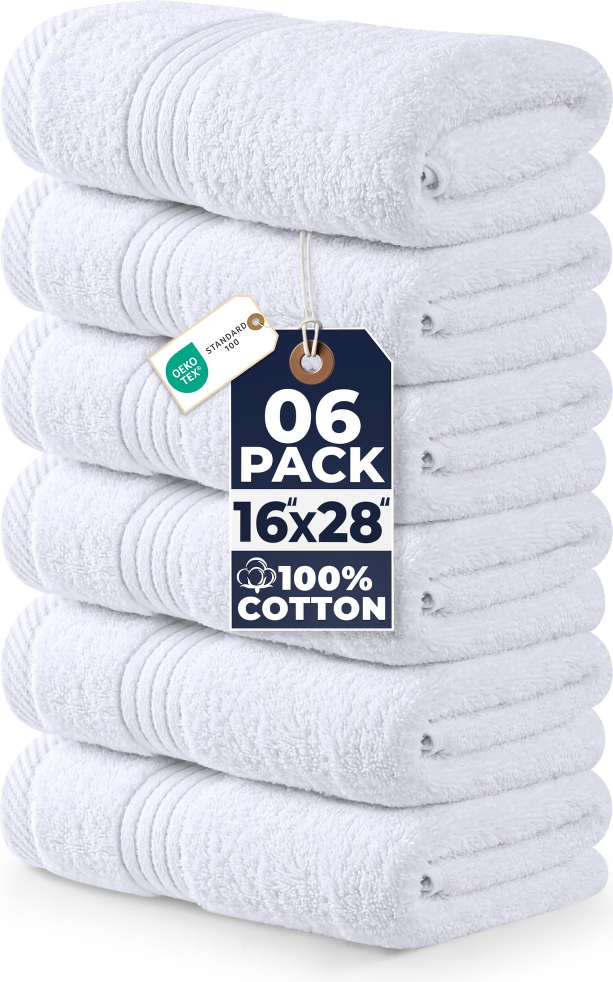 Utopia Towels 6 Piece Hand Towels Set, 16x28 in, 100% Cotton, Navy