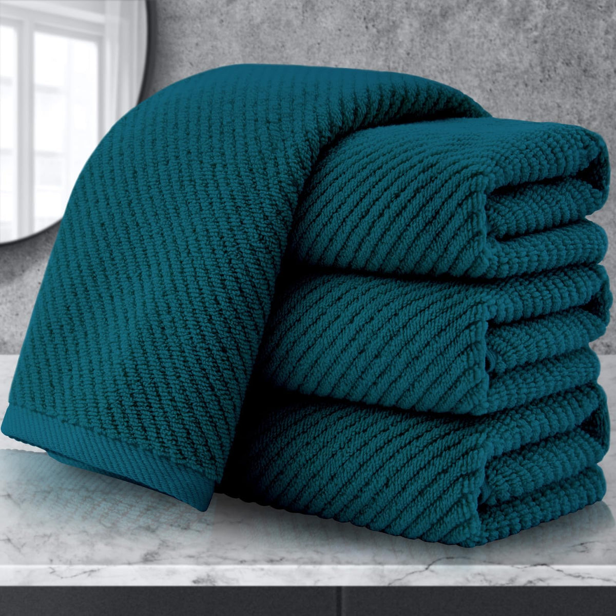 VOOVA & MOVAS 6PC Towel Set, 100% Cotton, Dark Grey