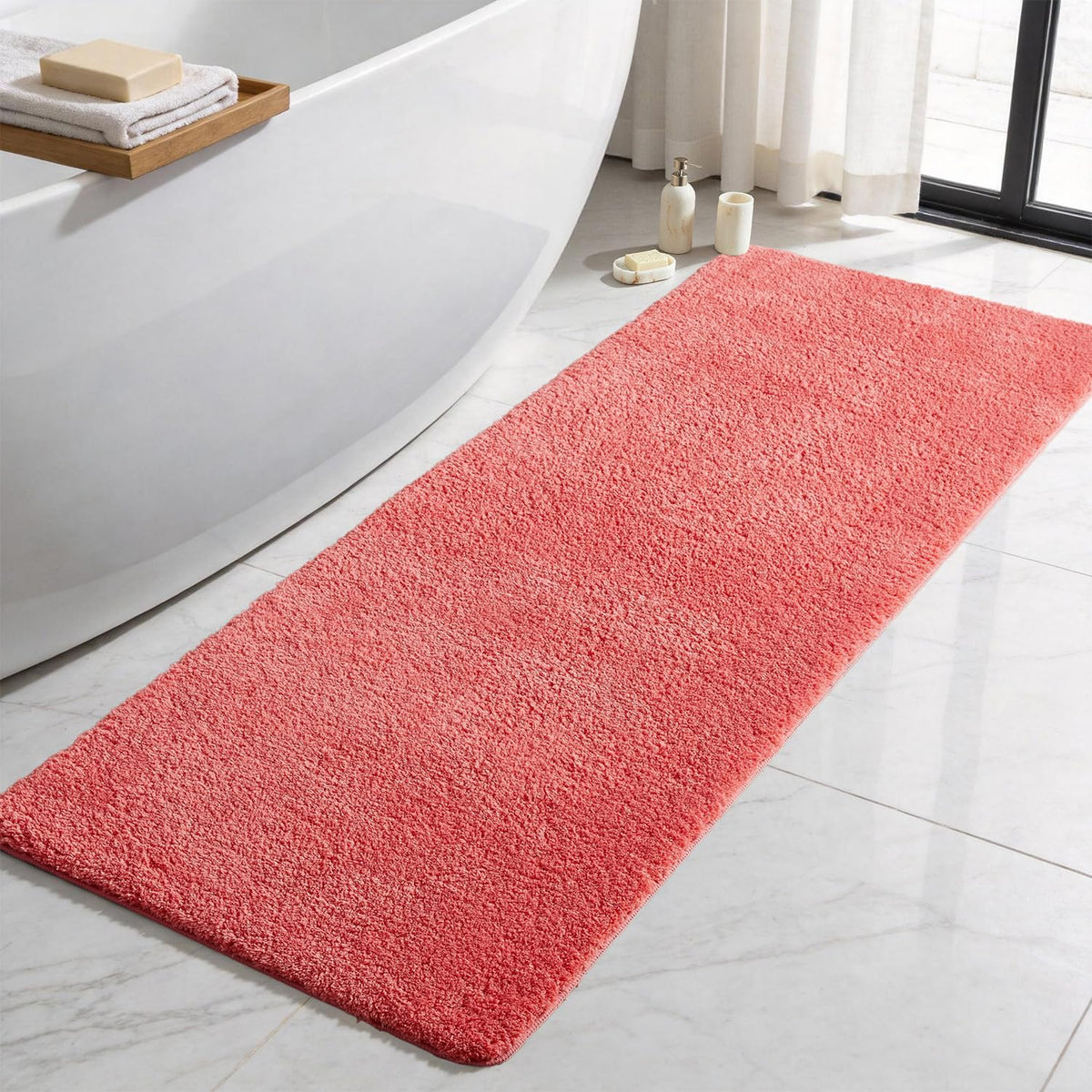 TYUU Navy Blue Bathroom Rugs, Ultra Soft Bath Rugs Non Slip Washable, Super Absorbent Quick Dry Small Bath Mat with Rubber Backing for Bathroom Floor, Shower, or Sink, Navy Blue 16" x 24"