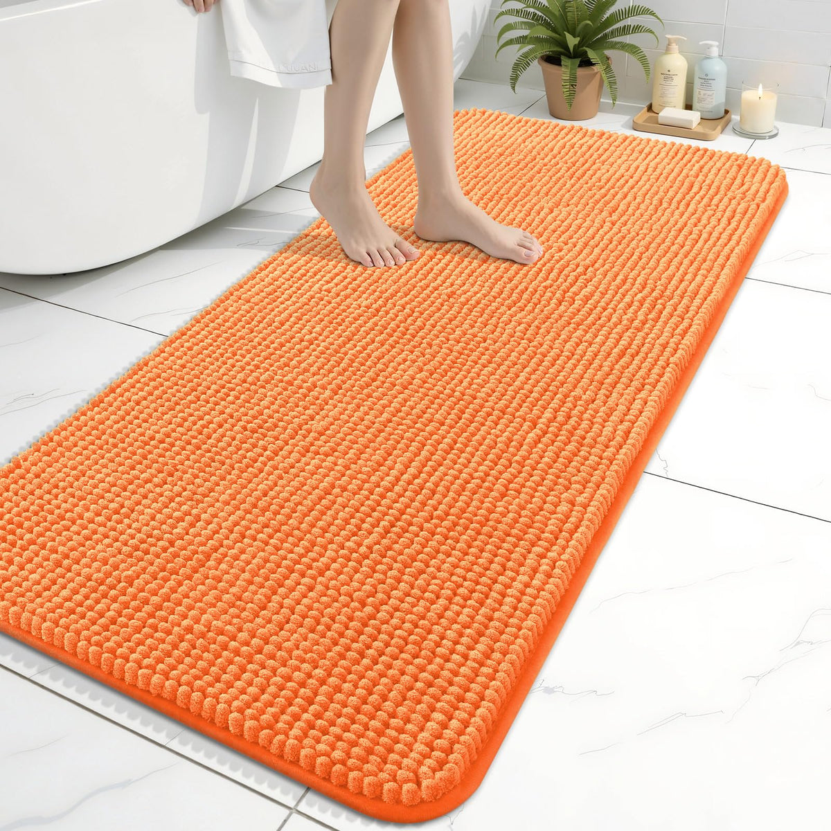 Arotive Chenille Bathroom Rugs 30x20, Soft Absorbent Bath Mat, Grey