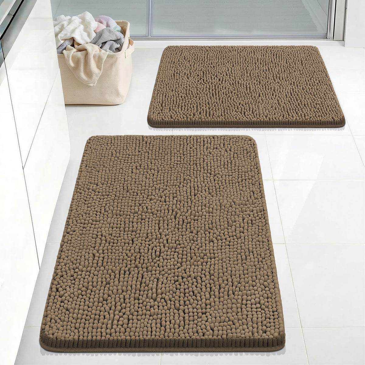 Bcoimo Small Bath Rug Mat,Sage Chenille High Absorbent Bathroom Floor Mats