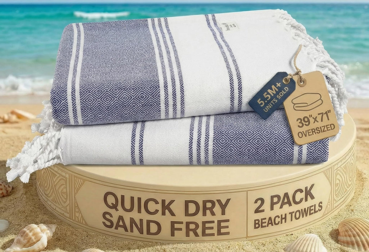 LANE LINEN Turkish Towels 6 Pcs, Beach Towels Oversized, Soft - Beach Party