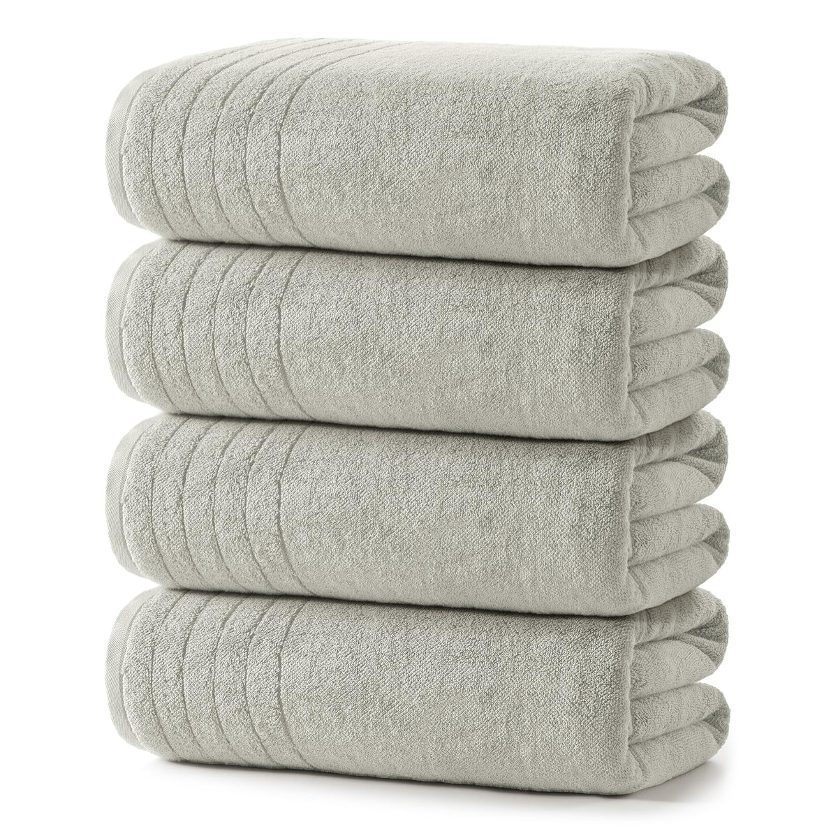 REDKISS 2 Pack Extra Large 35x70 Inch Cotton Bath Towels, Light Gray