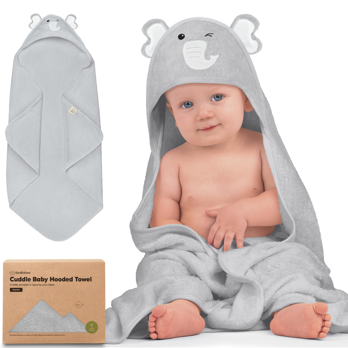 KeaBabies Hooded Baby Towel for Newborn, Baby Bath Towels (Duck, 35x35)