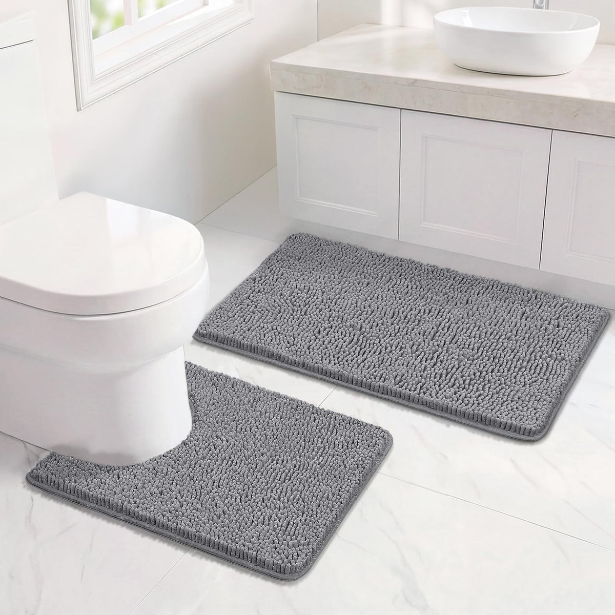Bcoimo Small Bath Rug Mat,Sage Chenille High Absorbent Bathroom Floor Mats