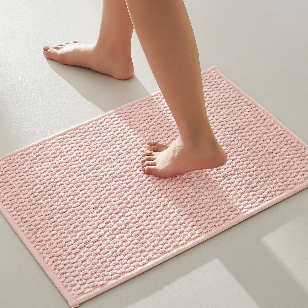 TYUU Bathroom Rugs Non Slip Washable, Super Absorbent Thin Bath Mat Small Quick Dry Low Pile Bathroom Rug, Dark Grey 16"x24"