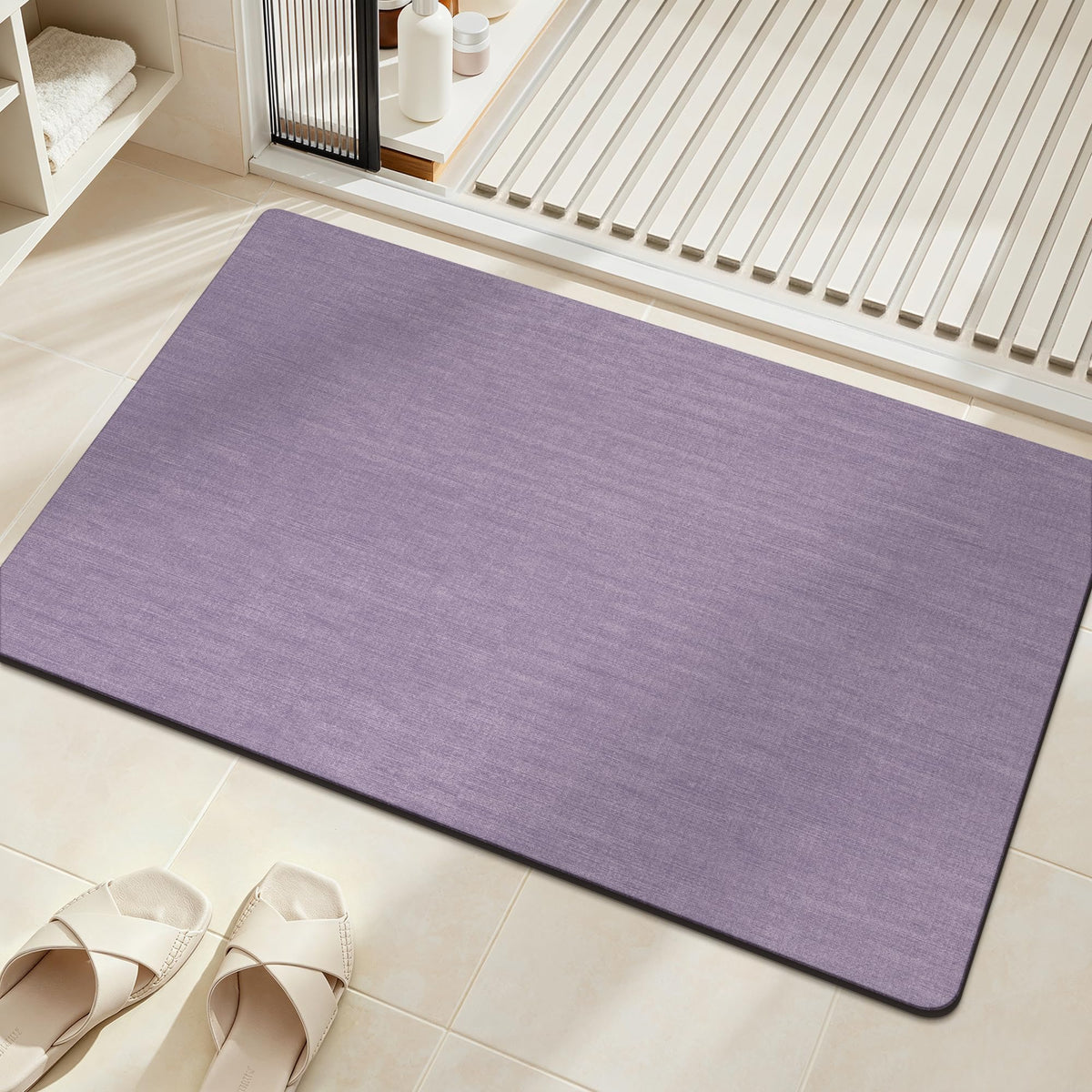 Mecko Bath Mat 16"x24",Ultra Thin Bathroom Rug fit Under Door Light Grey
