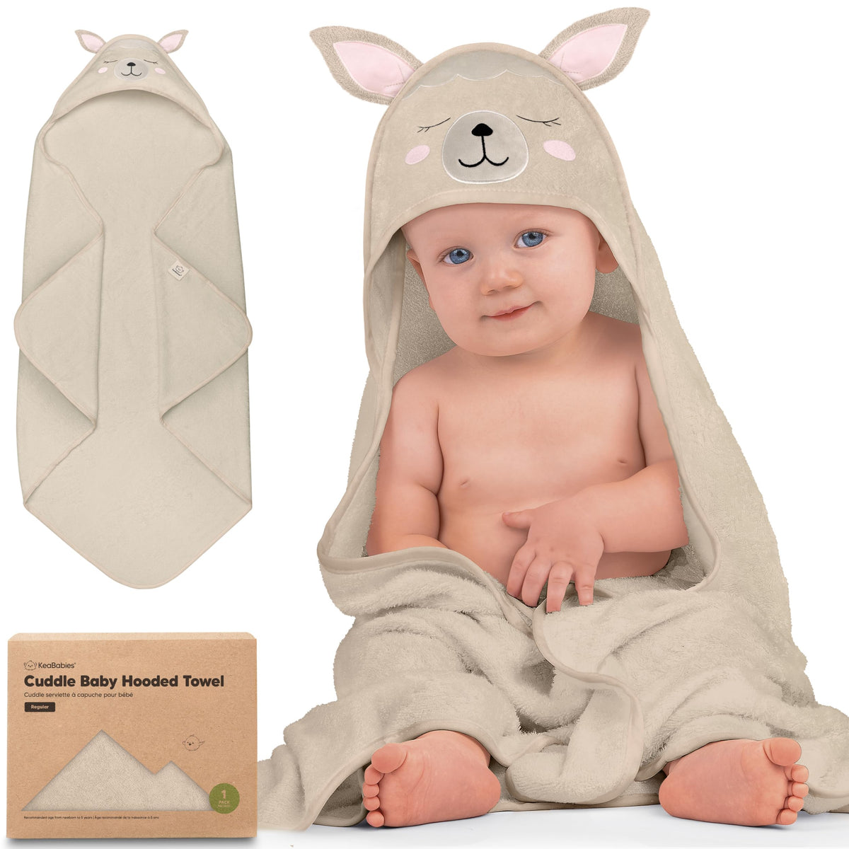 KeaBabies Hooded Baby Towel for Newborn, Baby Bath Towels (Duck, 35x35)