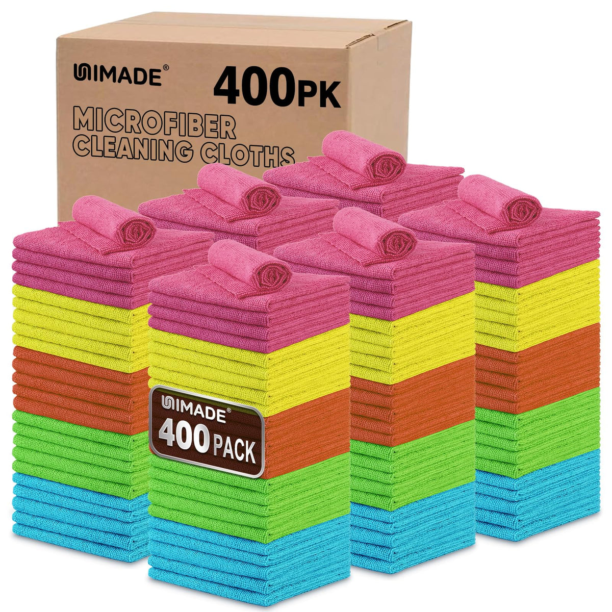 UNIMADE Shop Towels, 100 Pack Commercial Grade Work Rags Microfiber Towel