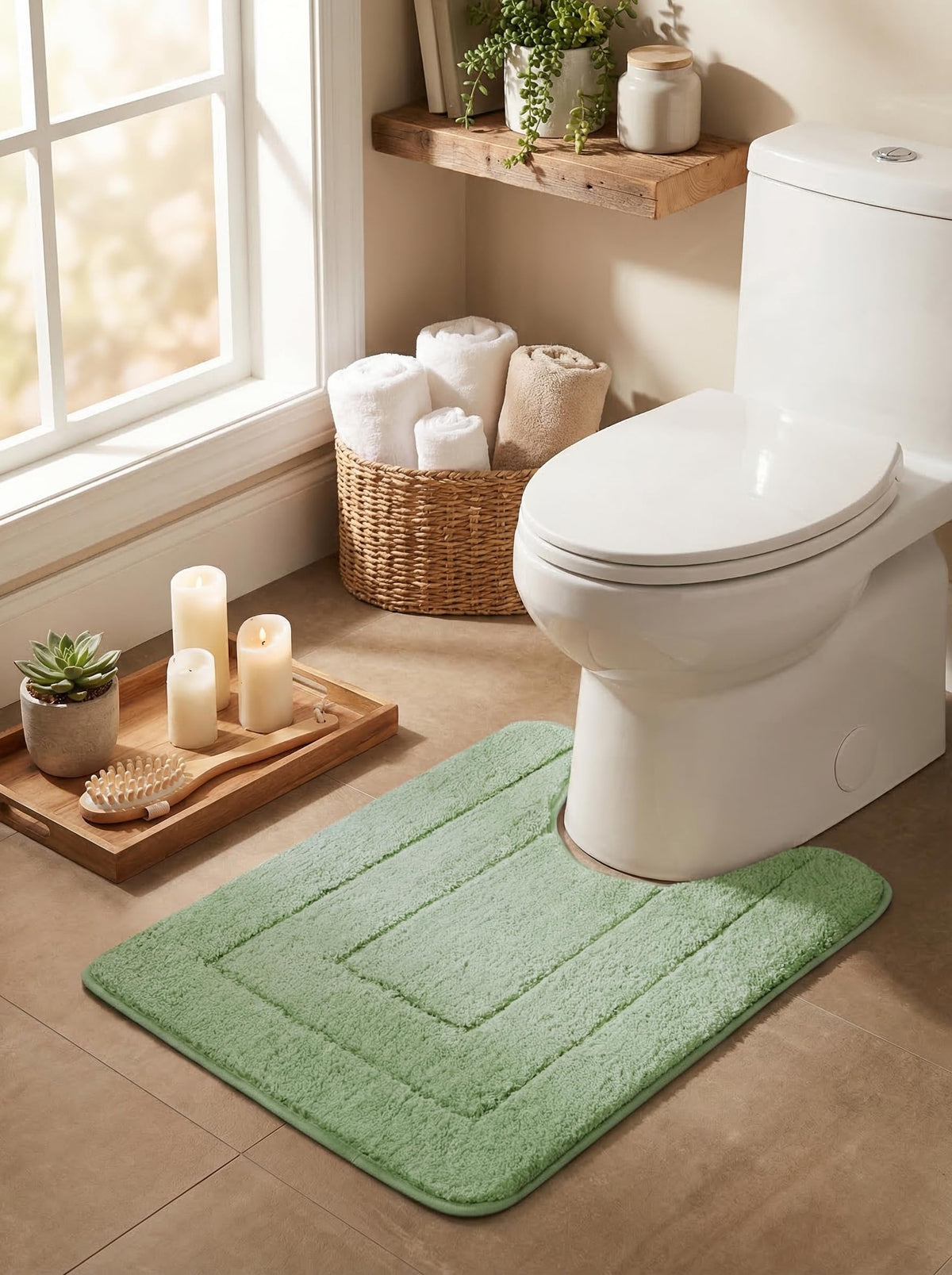 GRANNY SAYS Gray Bathroom Rug 20" x 30", Non-Slip Microfiber Bath Mat