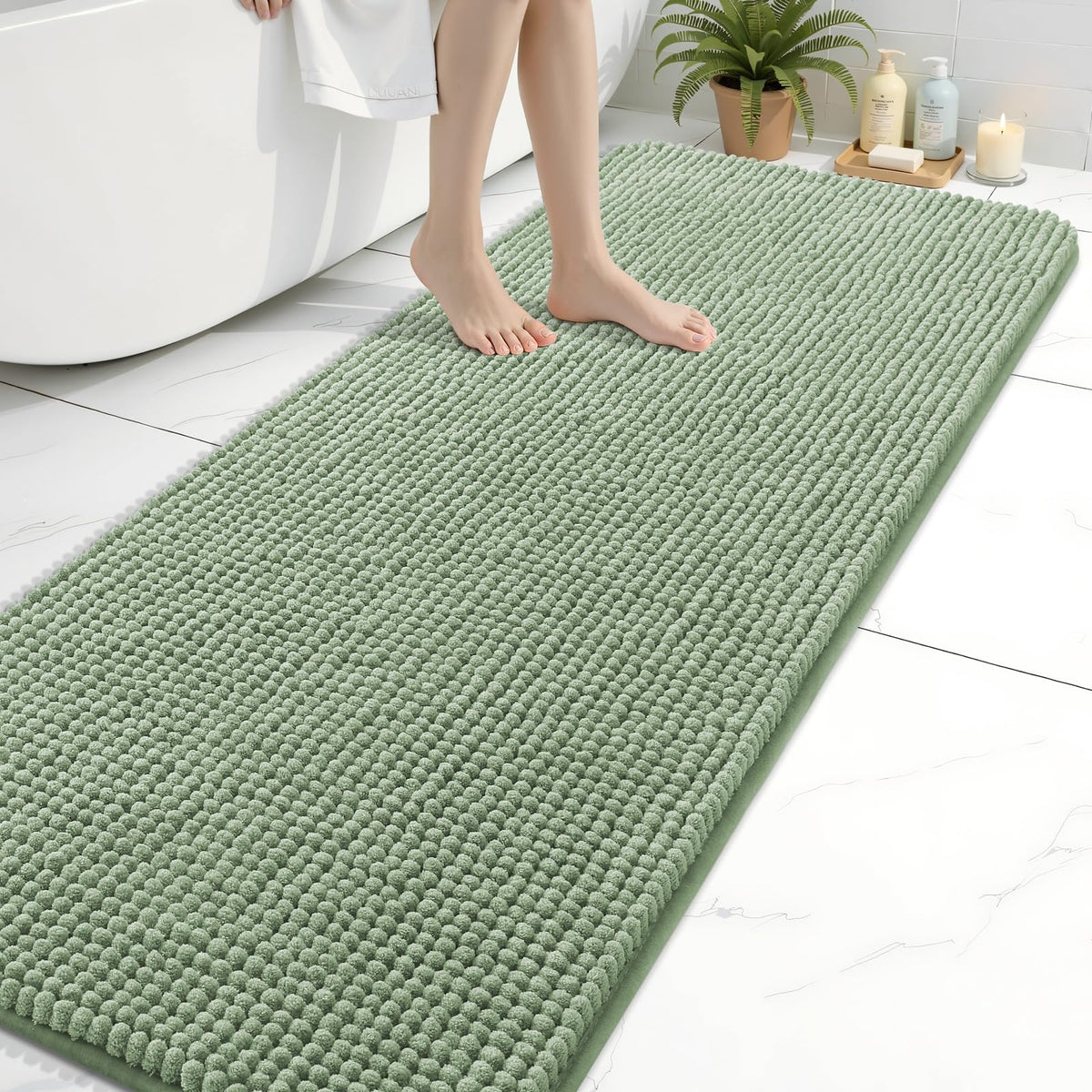 Arotive Chenille Bathroom Rugs 30x20, Soft Absorbent Bath Mat, Grey