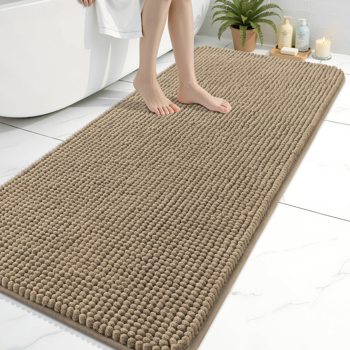 Arotive Chenille Bathroom Rugs 30x20, Soft Absorbent Bath Mat, Grey