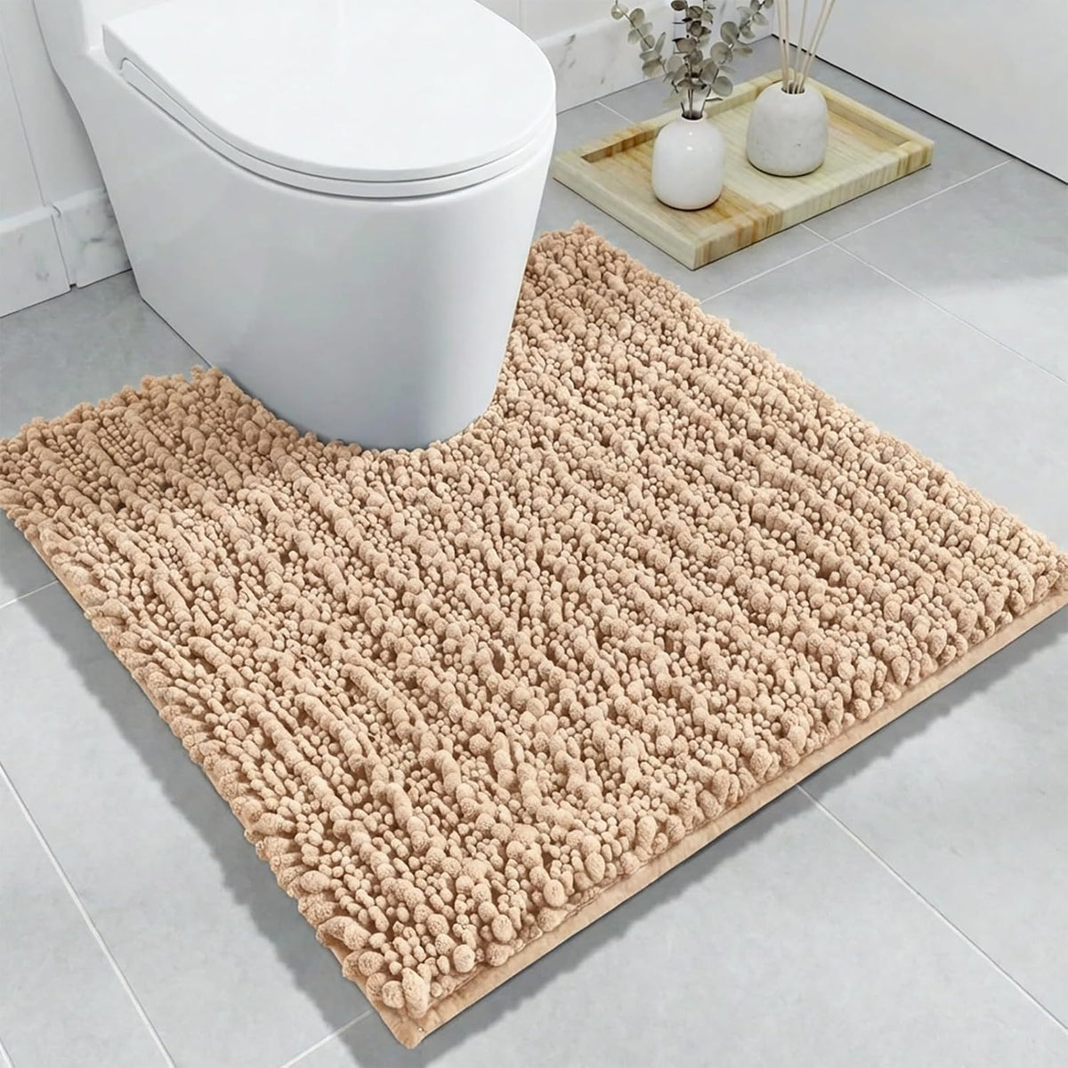 Disolla Navy Blue Bathroom Rug 20x32 Inch - Luxury Chenille Bath Mat, Thick Shaggy Plush Absorbent Rug, Non-Slip Machine Washable Mats for Bathroom Floor & Decor