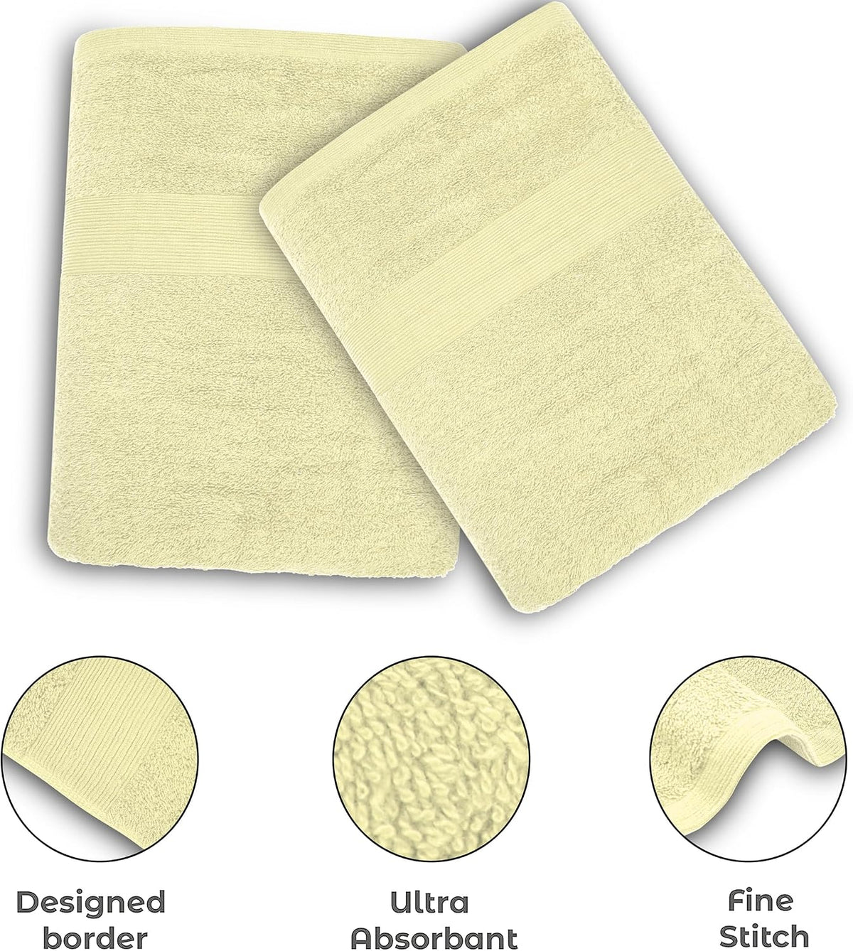 Luxury Bath Towels Set of 4 (27” x 54”) | Towels for Bathroom | Super Soft | Highly Absorbent Towels for Home, Spa, Gym (Cream)