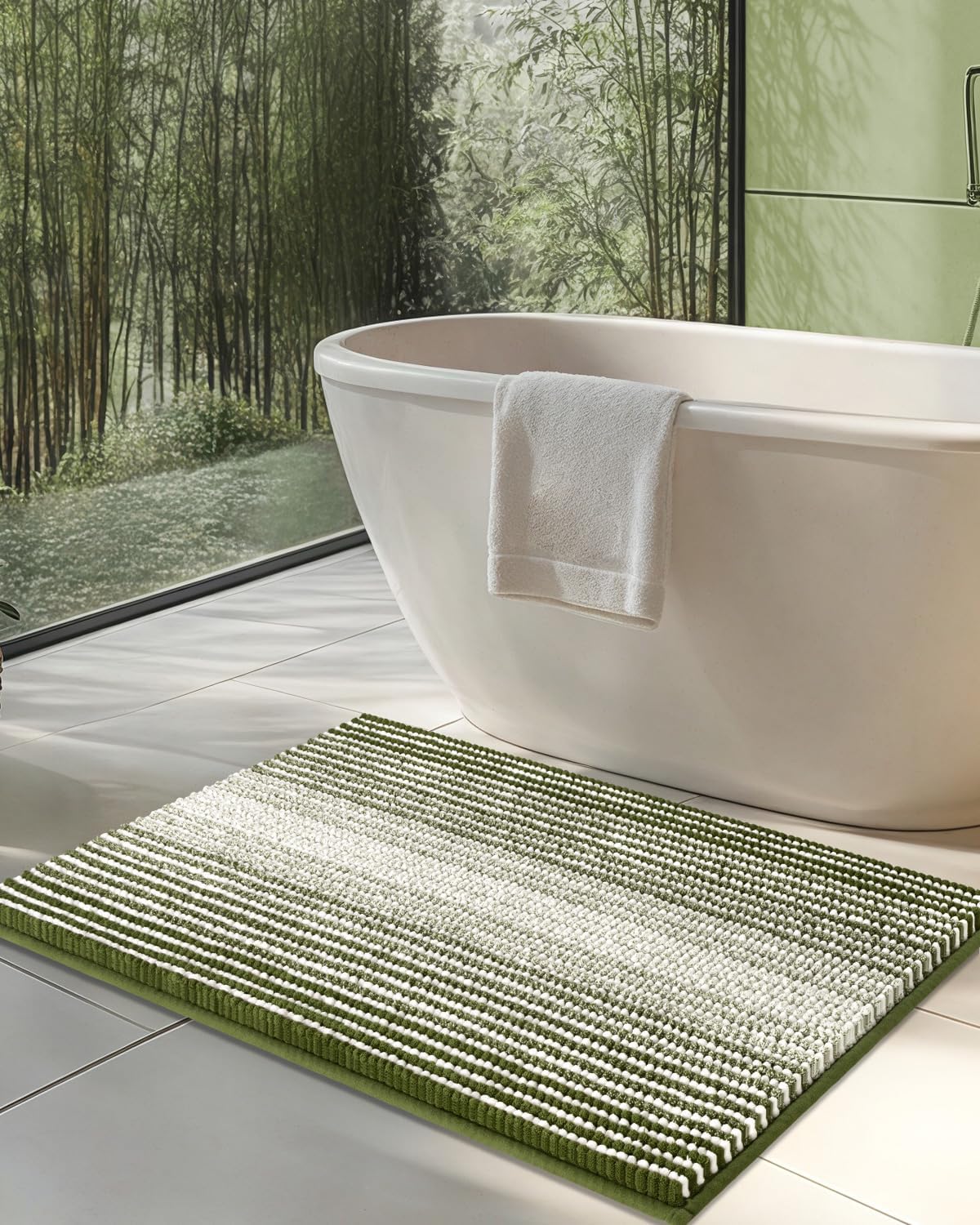 BSICPRO Bathroom Rugs Sets 2 Piece, Non Slip Boho Bath Mats, Beige
