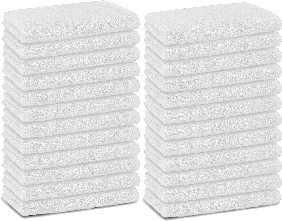 Basic Hand Towels 16x26 Inches – Pack of 12 – White Color – Soft and Absorbent Multipurpose Cotton Towels for Bathroom, Spa, Gym, Salon, Hotel, and Everyday Use