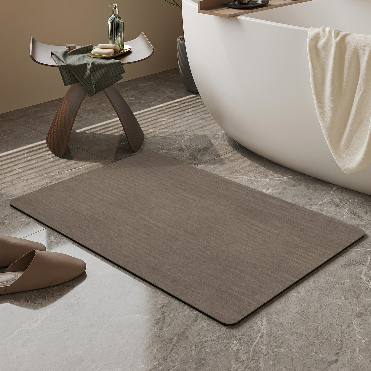 Mecko Bath Mat 16"x24",Ultra Thin Bathroom Rug fit Under Door Light Grey