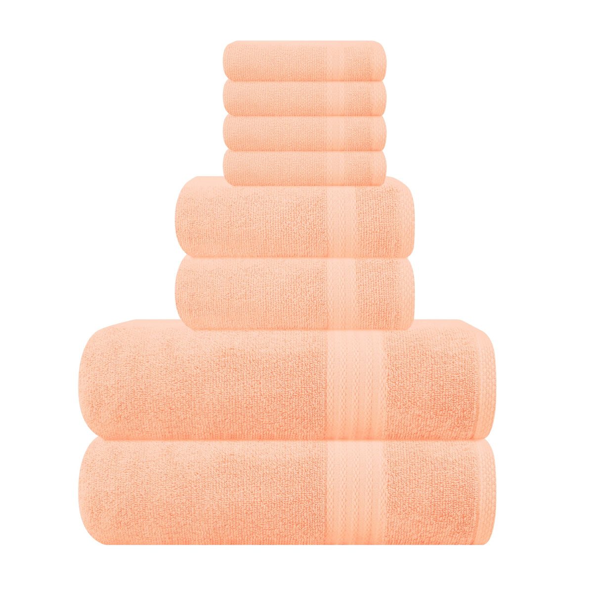 GLAMBURG Ultra Soft 8-Piece Towel Set - 100% Pure Ringspun Cotton, Contains 2 Oversized Bath Towels 27x54, 2 Hand Towels 16x28, 4 Wash Cloths 13x13 - Ideal for Everyday use, Hotel & Spa - Black