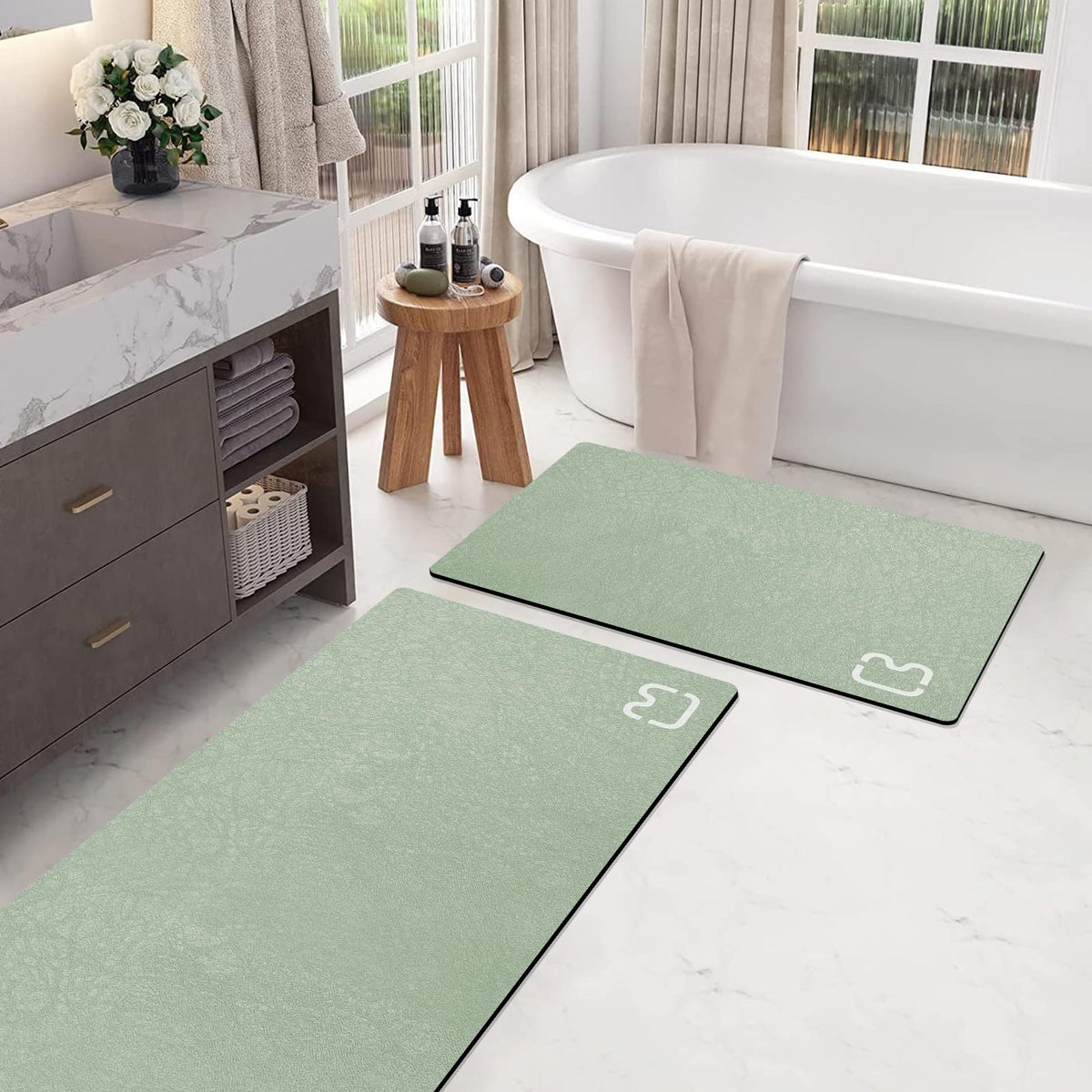 Diatomaceous Earth Bath Mat Stone Bath Mats for Bathroom,15.7"x23.6",Grey