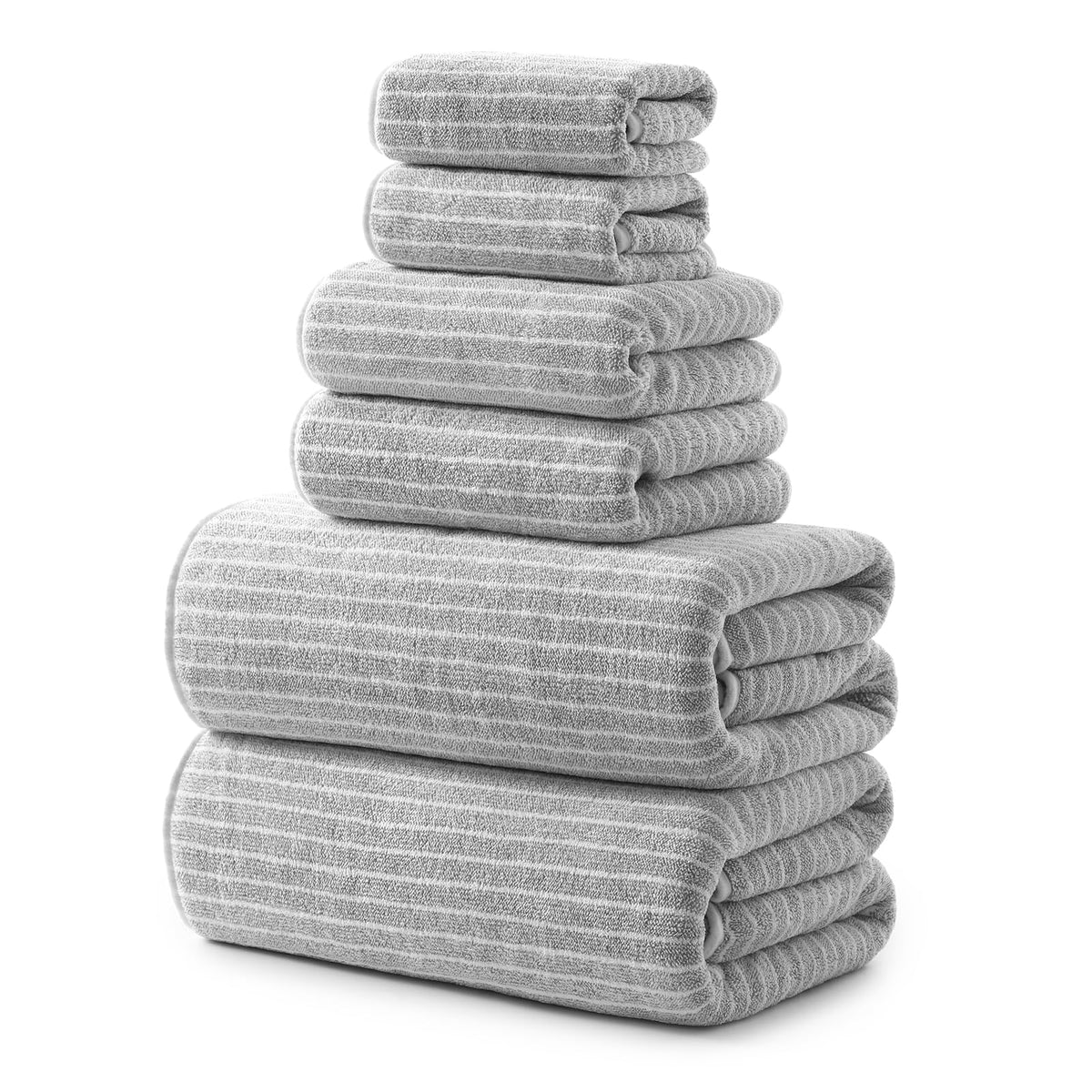 REDKISS 6-Piece Microfiber Bath Towel Set, Ultra Soft, Highly Absorbent & Quick Dry, 35x70 Inch Oversized, Taupe Towels for Bathroom, Spa, Gym, 2 Bath 2 Hand 2 Washcloths