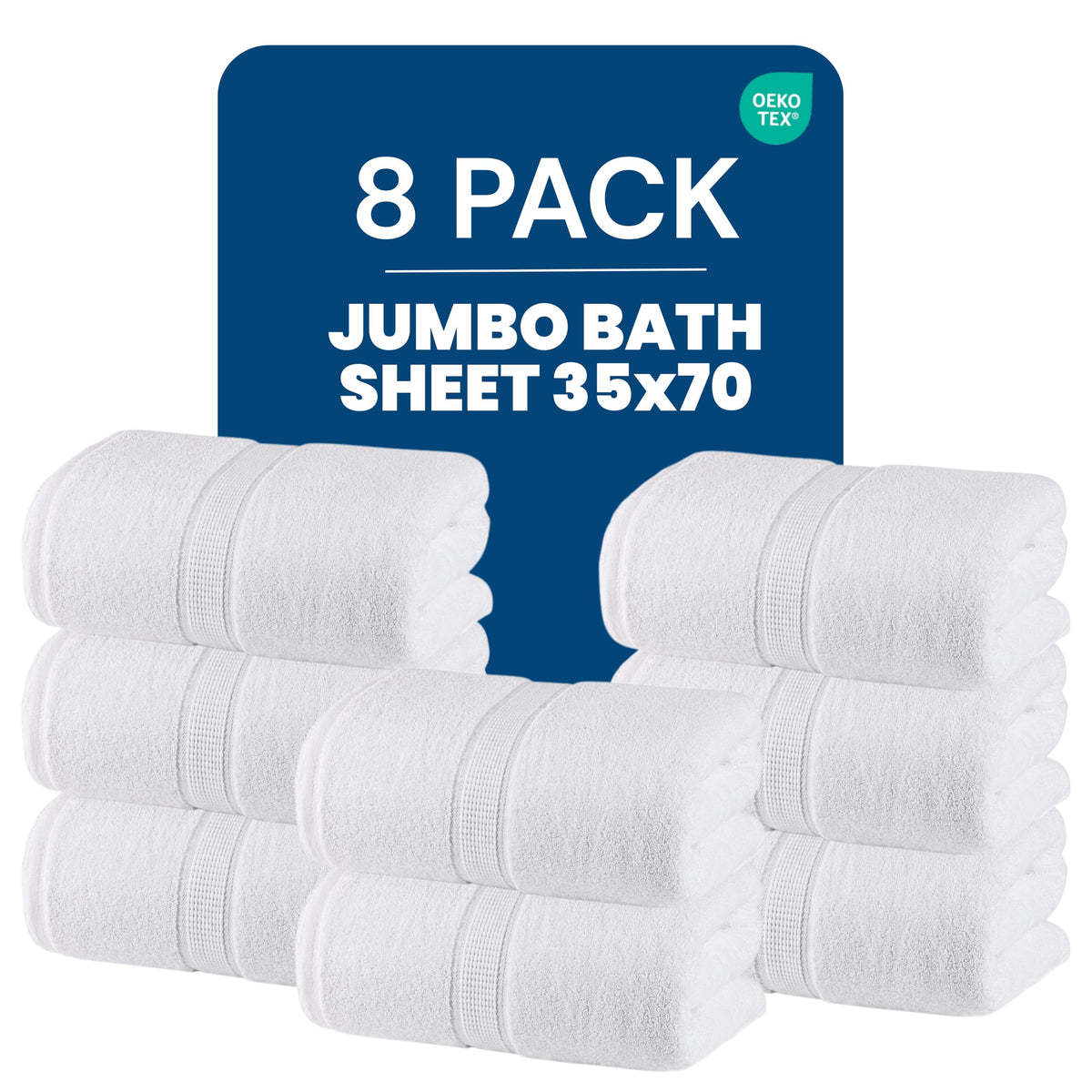 Utopia Towels Jumbo Bath Sheets, 2 Pack, 35x70 in, 600 GSM Cotton, White