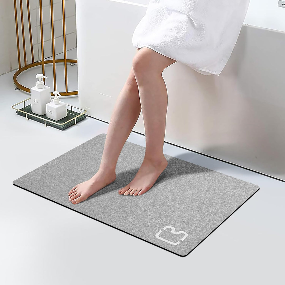 Diatomaceous Earth Bath Mat Stone Bath Mats for Bathroom,15.7"x23.6",Grey
