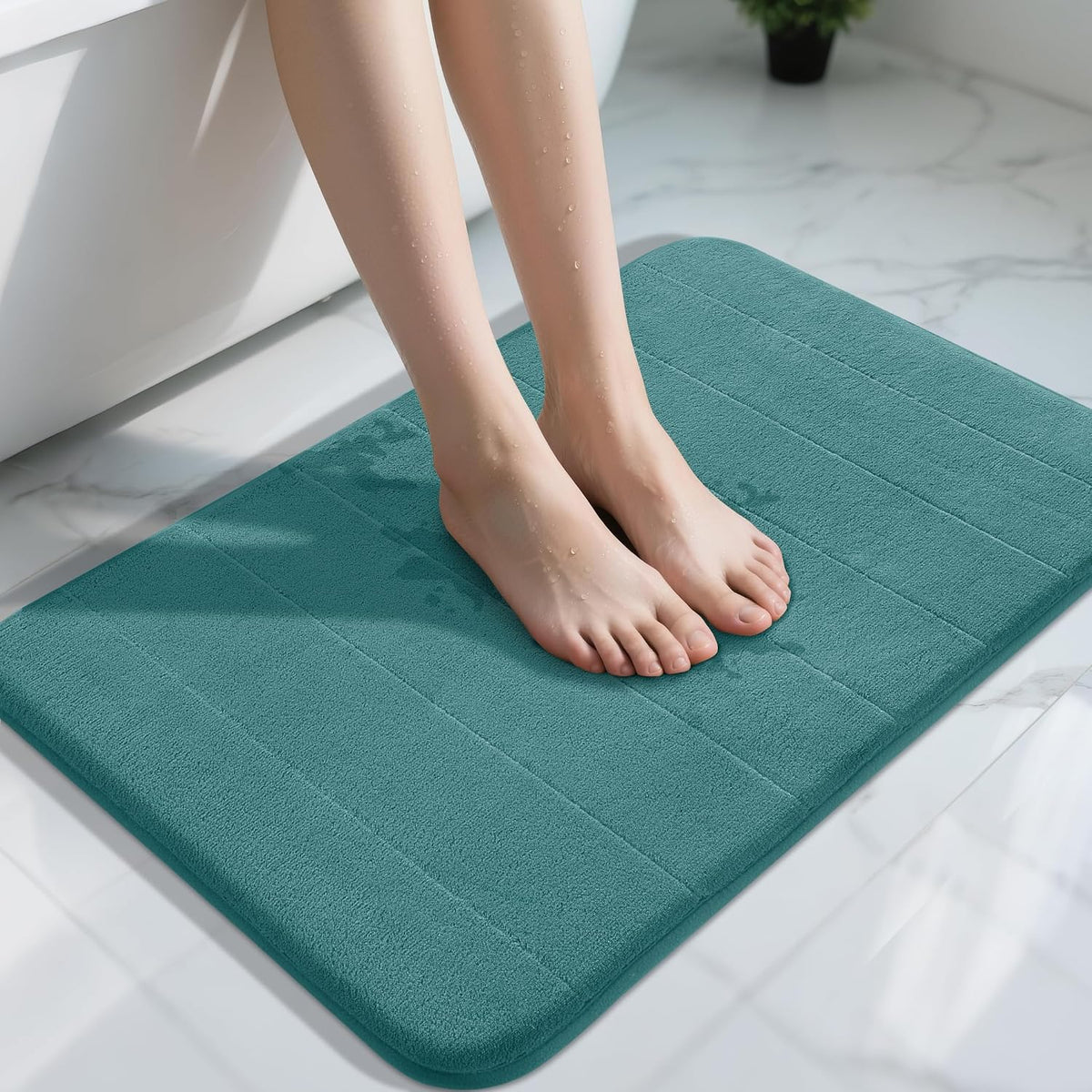 Yimobra Memory Foam Bath Mat, Super Soft Absorbent Bathroom Rug Non Slip, Quick Dry, Machine Washable Floor Carpet for Tub Shower, Home Decor Accessories, 24x17, Grey