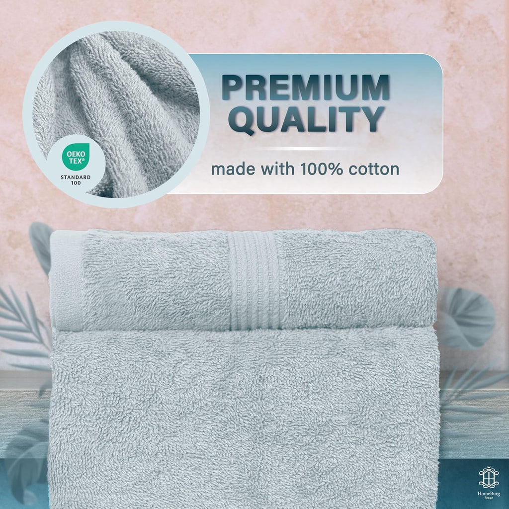 Luxe 2-Piece Bath Towel Set – Large Soft Cotton Towels, Absorbent, Durable & Skin-Friendly, Machine Washable, 27 x 54 in (Ice Blue)