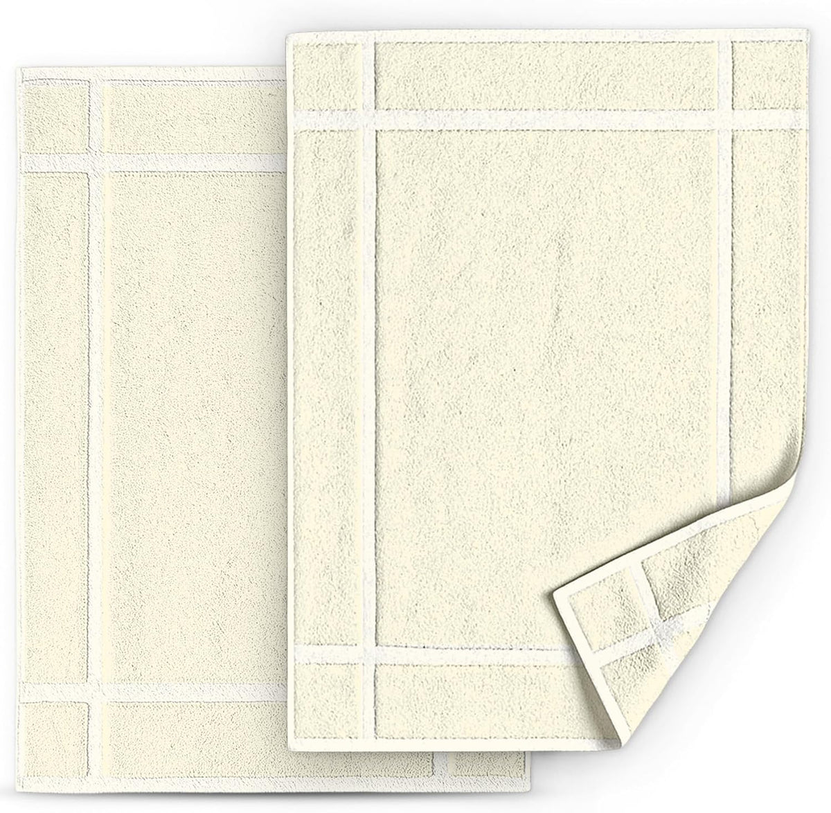 Pearl Linens 100% Ring Spun Cotton Bath Mat (Pack of 2) 18 x 25 Inch, Washable, Soft & Absorbent Terry Bathroom Floor Mat – Not Bathroom Rugs – Quick-Dry After Shower Bath Mat, 781 GSM, Light Grey