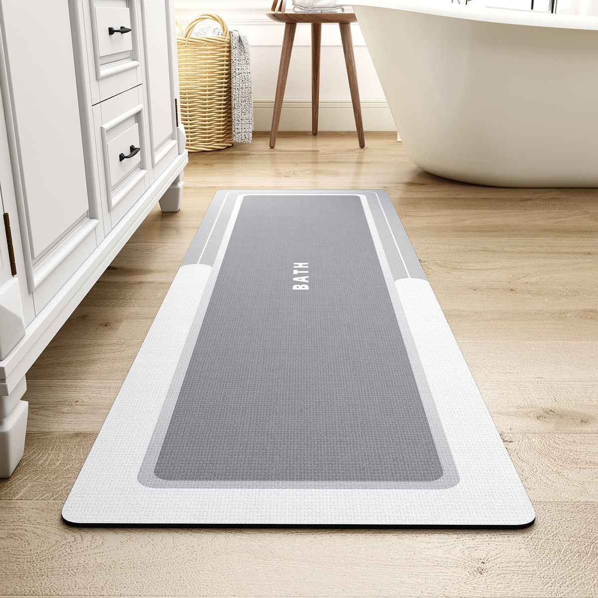 MontVoo-Bath Mat-Bathroom Mat Rug Non Slip Super Absorbent Stain Resistant Quick Dry Thin Bath Rug-Bath Mats for Bathroom Floor Bathtub Vanity-Bathmat Bath Rug Easy Care-17"x27" Grey