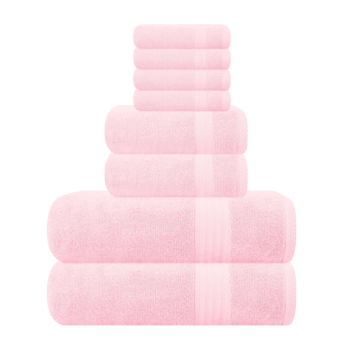 GLAMBURG Ultra Soft 8-Piece Towel Set - 100% Pure Ringspun Cotton, Contains 2 Oversized Bath Towels 27x54, 2 Hand Towels 16x28, 4 Wash Cloths 13x13 - Ideal for Everyday use, Hotel & Spa - Black