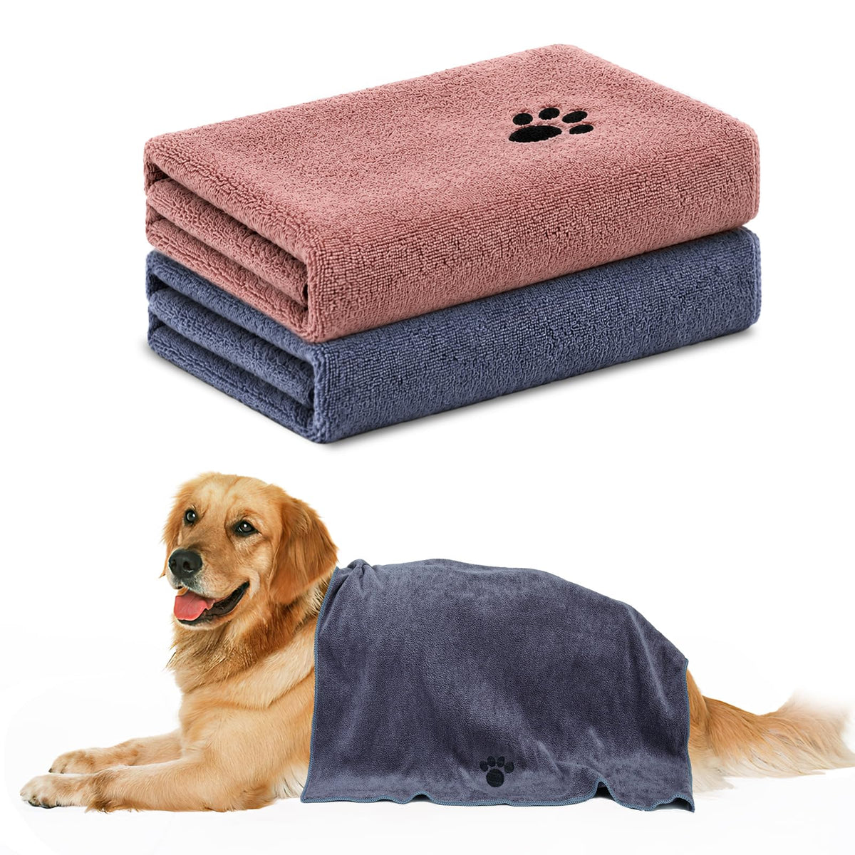 2 Pack Microfiber Dog Towels for Drying Dogs, Large Size 40'' X 23.6''