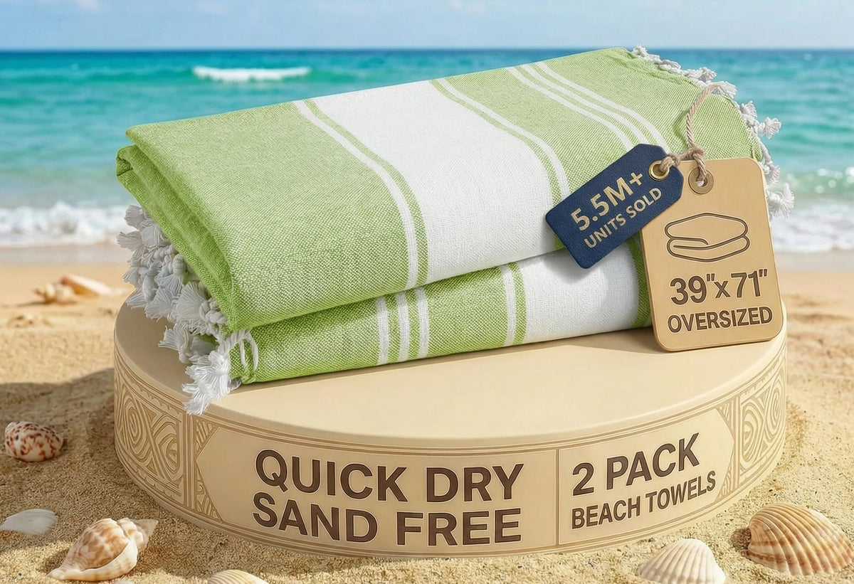 LANE LINEN Turkish Towels 6 Pcs, Beach Towels Oversized, Soft - Beach Party