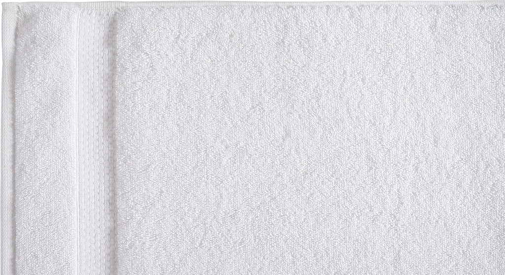 Amazon Basics 6-Pack Bath Towels, 100% Ring Spun Cotton, 600 GSM, Lightweight and Highly Absorbent, Quick Drying, Hotel Quality, 27 x 54 inches, White