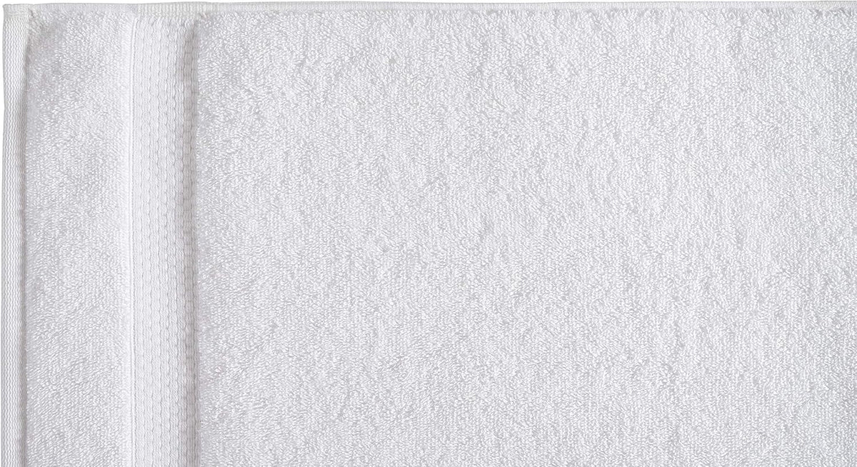 Amazon Basics 6-Pack Bath Towels, 100% Ring Spun Cotton, 600 GSM, Lightweight and Highly Absorbent, Quick Drying, Hotel Quality, 27 x 54 inches, White