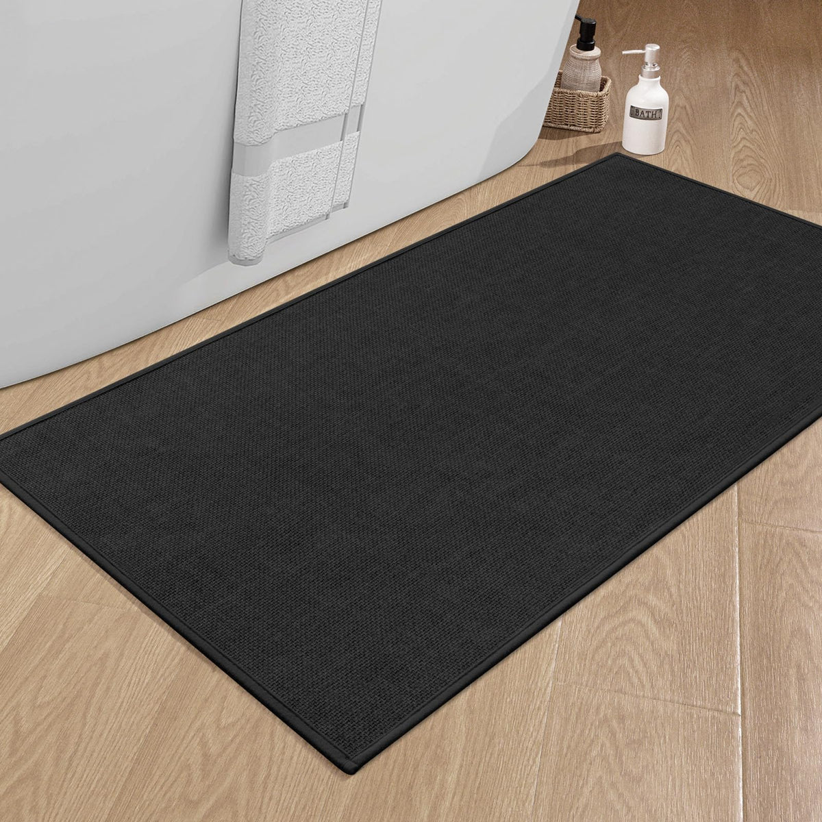 chakme Bathroom Rugs Mat 24x17, Ultra Thin Non Slip Bath Mat Small Quick Dry Absorbent Bath Mat for Bathroom Floor, (Dark Beige, 24"x17")