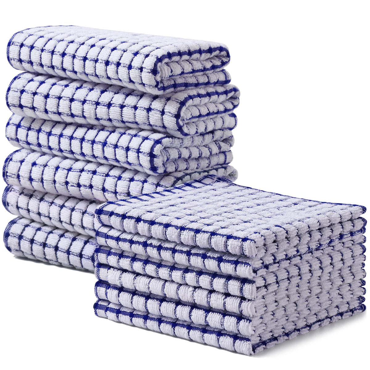 Homaxy Kitchen Towels and Dishcloths Set, Set of 8, Blue/Yellow/Red/Green