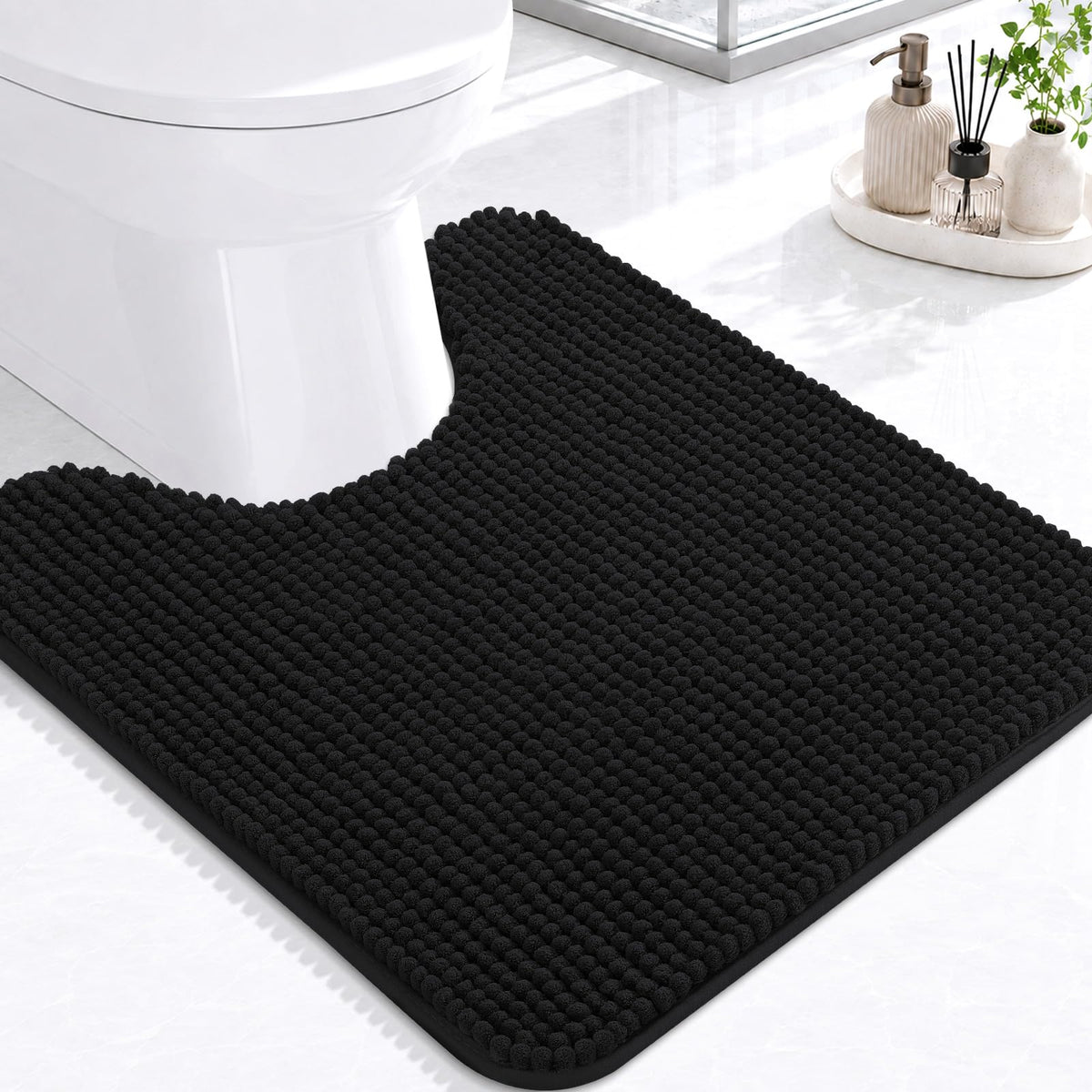Arotive Chenille Bathroom Rugs 30x20, Soft Absorbent Bath Mat, Grey
